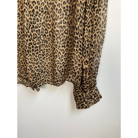 J.Crew Ruffle Button Up Shirt in Leopard Print Crinkle Chiffon - Picture 6 of 6